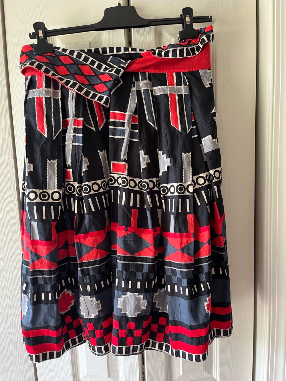 Donna Karan Black Skirt with Red and Gray Graphic Print